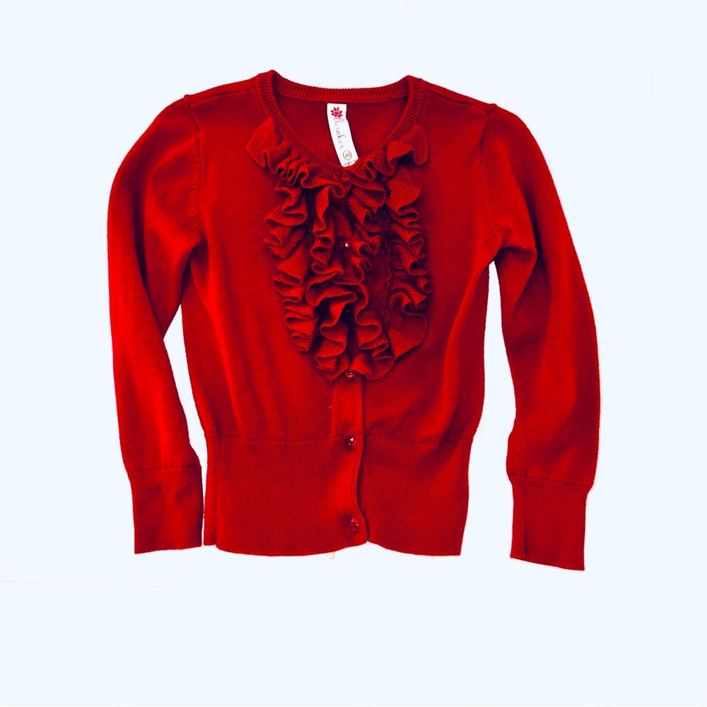 Cherokee Ruffle Red Cardigan Sweater